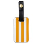 Vertical Stripes - White and Dark Tangerine Orange Luggage Tag (One Side)