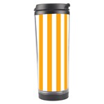 Vertical Stripes - White and Dark Tangerine Orange Travel Tumbler