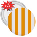 Vertical Stripes - White and Dark Tangerine Orange 3  Button (10 pack)