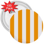 Vertical Stripes - White and Dark Tangerine Orange 3  Button (100 pack)