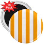 Vertical Stripes - White and Dark Tangerine Orange 3  Magnet (10 pack)