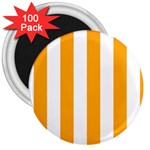 Vertical Stripes - White and Dark Tangerine Orange 3  Magnet (100 pack)