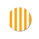 Vertical Stripes - White and Dark Tangerine Orange Magnet 3  (Round)