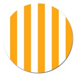 Vertical Stripes - White and Dark Tangerine Orange Magnet 5  (Round)