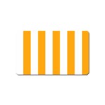 Vertical Stripes - White and Dark Tangerine Orange Magnet (Name Card)