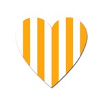 Vertical Stripes - White and Dark Tangerine Orange Magnet (Heart)