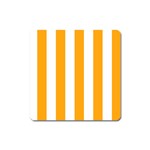 Vertical Stripes - White and Dark Tangerine Orange Magnet (Square)