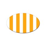 Vertical Stripes - White and Dark Tangerine Orange Sticker (Oval)