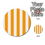 Vertical Stripes - White and Dark Tangerine Orange Multi-purpose Cards (Round)