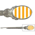 Vertical Stripes - White and Dark Tangerine Orange Letter Opener