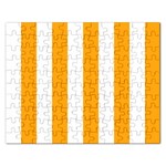 Vertical Stripes - White and Dark Tangerine Orange Jigsaw Puzzle (Rectangular)