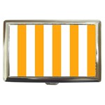 Vertical Stripes - White and Dark Tangerine Orange Cigarette Money Case
