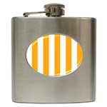 Vertical Stripes - White and Dark Tangerine Orange Hip Flask (6 oz)