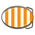 Vertical Stripes - White and Dark Orange Belt Buckle