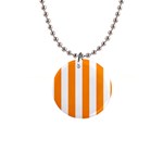 Vertical Stripes - White and Dark Orange 1  Button Necklace