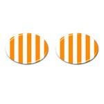Vertical Stripes - White and Dark Orange Cufflinks (Oval)