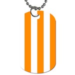 Vertical Stripes - White and Dark Orange Dog Tag (Two Sides)