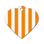 Vertical Stripes - White and Dark Orange Dog Tag Heart (One Side)