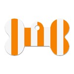 Vertical Stripes - White and Dark Orange Dog Tag Bone (Two Sides)
