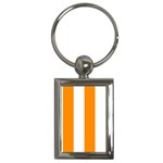 Vertical Stripes - White and Dark Orange Key Chain (Rectangle)
