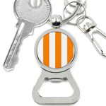 Vertical Stripes - White and Dark Orange Bottle Opener Key Chain