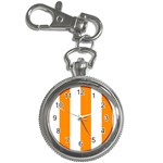 Vertical Stripes - White and Dark Orange Key Chain Watch