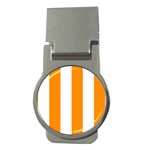 Vertical Stripes - White and Dark Orange Money Clip (Round)