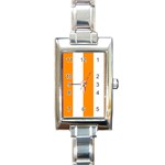 Vertical Stripes - White and Dark Orange Rectangle Italian Charm Watch