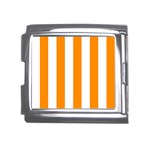 Vertical Stripes - White and Dark Orange Mega Link Italian Charm (18mm)