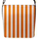 Vertical Stripes - White and Dark Orange Flap Closure Messenger Bag (S)