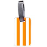 Vertical Stripes - White and Dark Orange Luggage Tag (Two Sides)