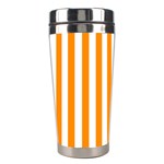 Vertical Stripes - White and Dark Orange Stainless Steel Travel Tumbler