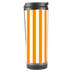 Vertical Stripes - White and Dark Orange Travel Tumbler