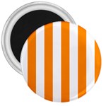 Vertical Stripes - White and Dark Orange 3  Magnet