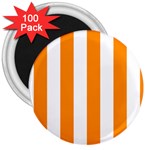Vertical Stripes - White and Dark Orange 3  Magnet (100 pack)
