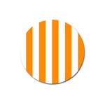 Vertical Stripes - White and Dark Orange Magnet 3  (Round)