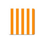 Vertical Stripes - White and Dark Orange Magnet (Square)