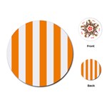 Vertical Stripes - White and Dark Orange Playing Cards (Round)