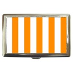 Vertical Stripes - White and Dark Orange Cigarette Money Case