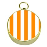 Vertical Stripes - White and Dark Orange Gold Compass