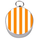 Vertical Stripes - White and Dark Orange Silver Compass