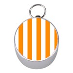 Vertical Stripes - White and Dark Orange Silver Compass (Mini)