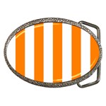 Vertical Stripes - White and Orange Belt Buckle