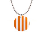 Vertical Stripes - White and Orange 1  Button Necklace
