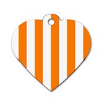 Vertical Stripes - White and Orange Dog Tag Heart (One Side)