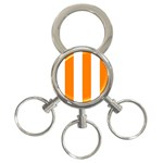 Vertical Stripes - White and Orange 3-Ring Key Chain