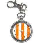 Vertical Stripes - White and Orange Key Chain Watch