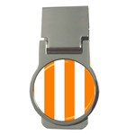 Vertical Stripes - White and Orange Money Clip (Round)