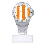 Vertical Stripes - White and Orange Nurses Watch