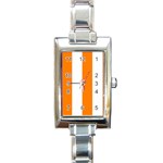 Vertical Stripes - White and Orange Rectangle Italian Charm Watch